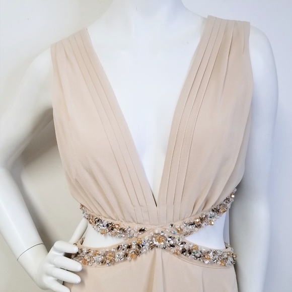 nwt BCBGMAXAZRIA Thassia Tiered Beaded Gown Dress - Picture 3 of 8